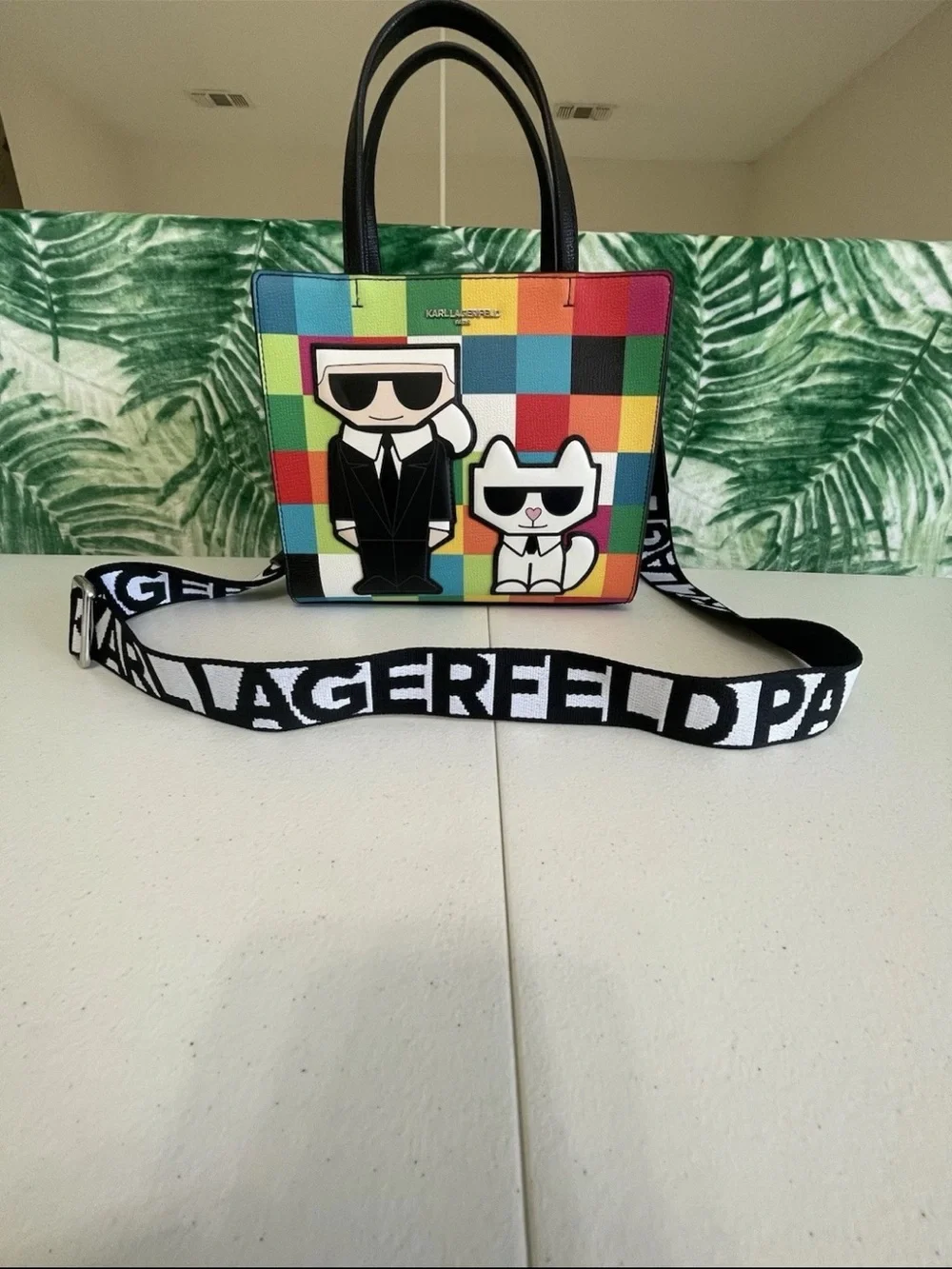 Karl Lagerfeld Multicolor Graphic Tote with Black Strap